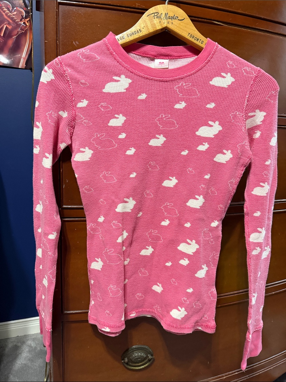 Ladies Long Sleeve Pink Bunny Thermal Tee
